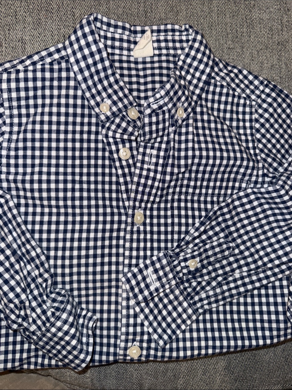4T GAP Classic Navy and White Gingham Button-Down Shirt - Kids